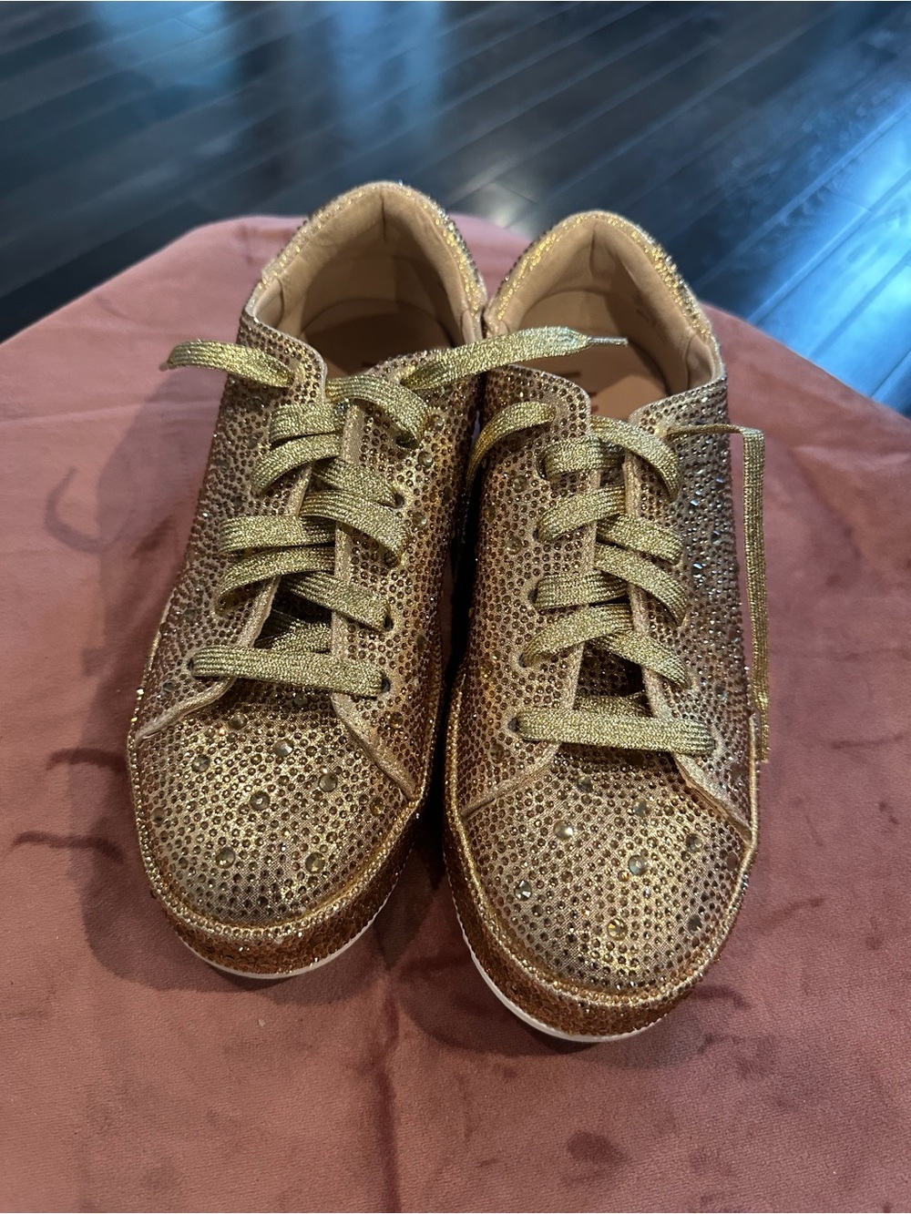 INC International Concepts Gold Crystal-Embellished Glitter Sneakers